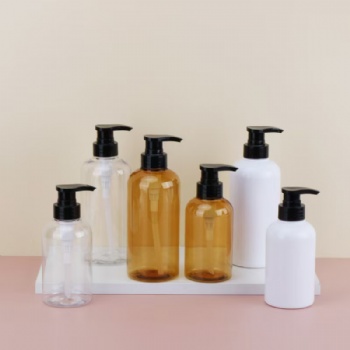 In Stock 300ml 500ml 32mm Neck Plastic PET White Heavy-Duty Shampoo Bottles & Brown Tinted Body Wash/Conditioner Bottles
